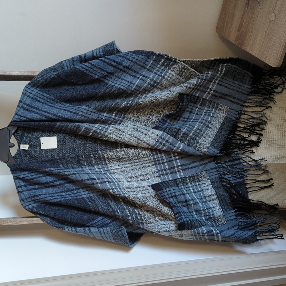 Plaid shawl with pockets. Never worn.